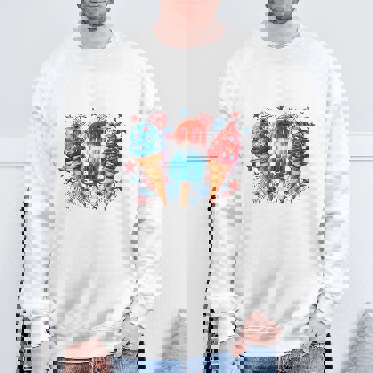 少年 赤 白 青 アメリカ国旗 7月4日 アイスキャンディー 愛国的 長袖tシャツ スウェットシャツ 高齢者への贈り物