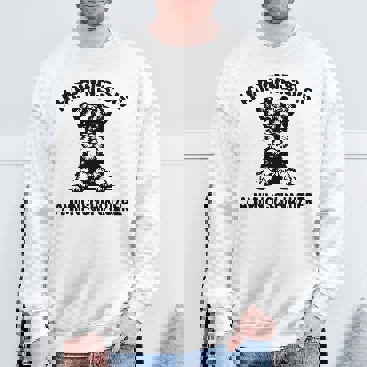 幸せはミニシュナウザー 長袖tシャツ スウェットシャツ 高齢者への贈り物