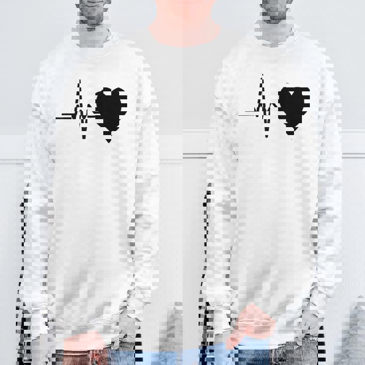 心電図のパターン ハートカラー ブラック スウェットシャツ 高齢者への贈り物