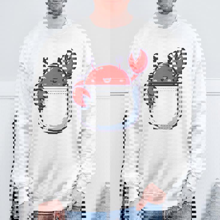 愛らしい かわいい ちび 和 ポケット カワイイ カニ スウェットシャツ 高齢者への贈り物