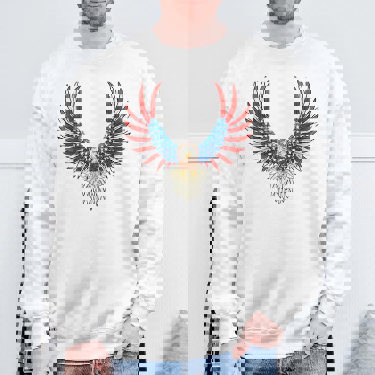 愛国的なアメリカ国旗イーグル 7月4日 バックプリント アメリカン スウェットシャツ 高齢者への贈り物