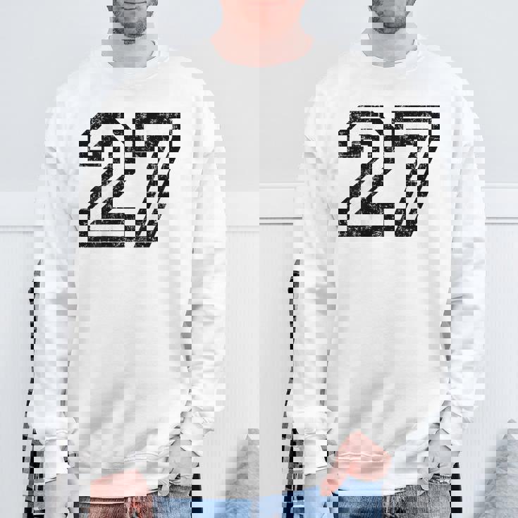 数字 27 ヴィンテージ ブラックホワイト スウェットシャツ 高齢者への贈り物
