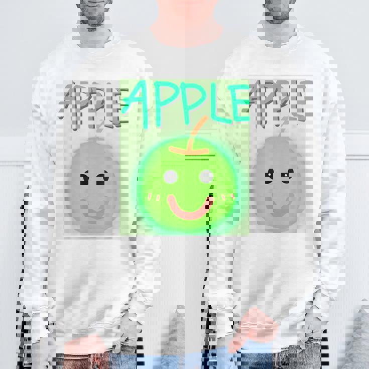 日本 りんご 青りんご かわいい 笑顔 スウェットシャツ 高齢者への贈り物