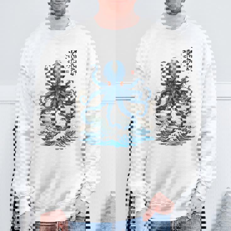 日本のタコ浮世絵 海の美 木版画 スウェットシャツ 高齢者への贈り物