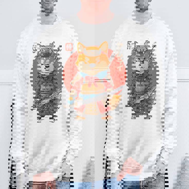 日本の侍犬 柴戦士 浮世サムライ バックプリント スウェットシャツ 高齢者への贈り物