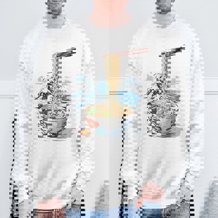 日本の麺スープ ラーメン 浮世絵 日本波 ヴィンテージ スウェットシャツ 高齢者への贈り物