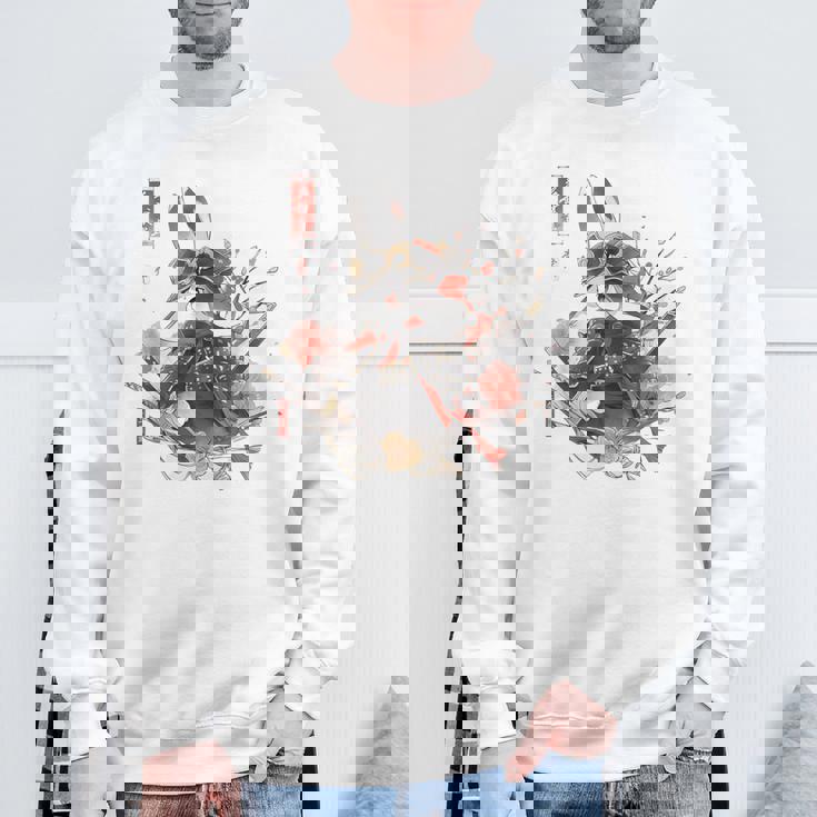 日本アート うさぎ 忍者 浮世絵 アニメスタイル サムライラビット スウェットシャツ 高齢者への贈り物