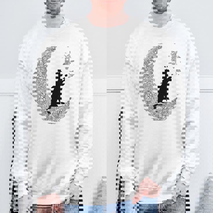 曼荼羅猫tシャツ レディース メンズ ユース 月と星 スウェットシャツ 高齢者への贈り物