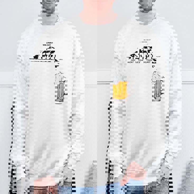 月曜日金曜日 スティックマン ビールウィークジャンプ エネルギー 皮肉 スウェットシャツ 高齢者への贈り物