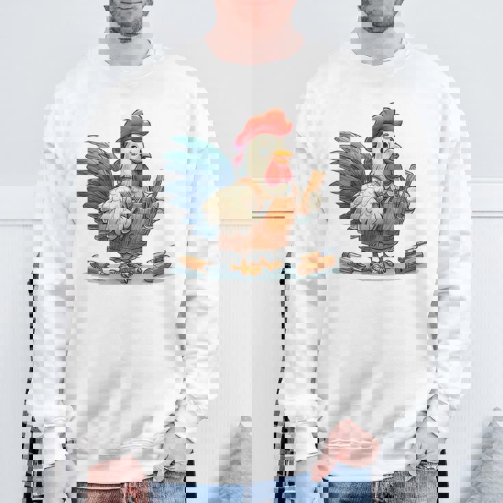 木彫りの鶏、かわいいデザイン スウェットシャツ 高齢者への贈り物