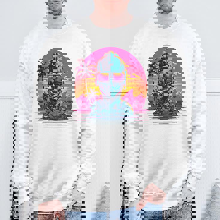 バックプリント 未来派 レトロ ヴェイパーウェーブ サイバーパンク 彫刻 スウェットシャツ 高齢者への贈り物