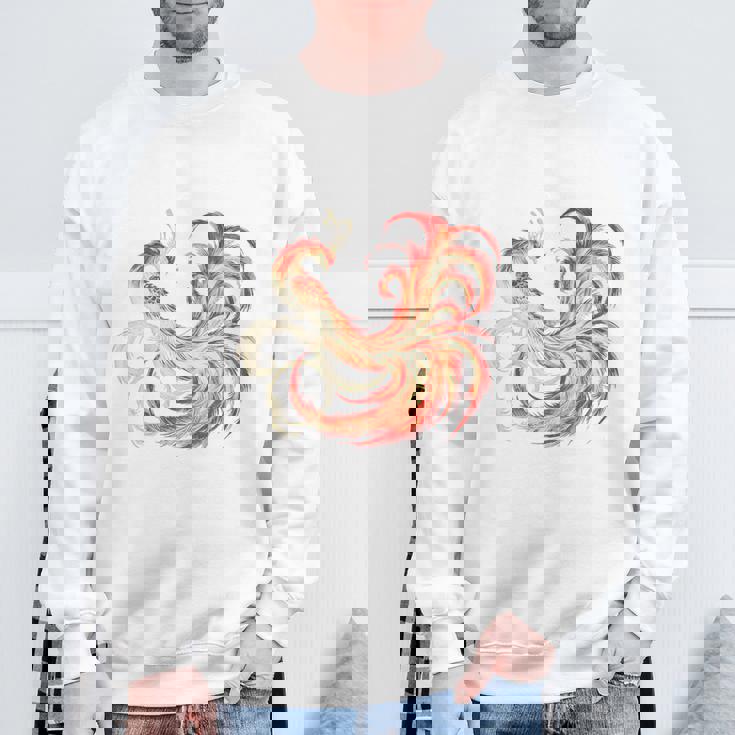 朱雀 不死鳥 火の鳥 フェニックス 漢字 イラスト バックプリント スウェットシャツ 高齢者への贈り物