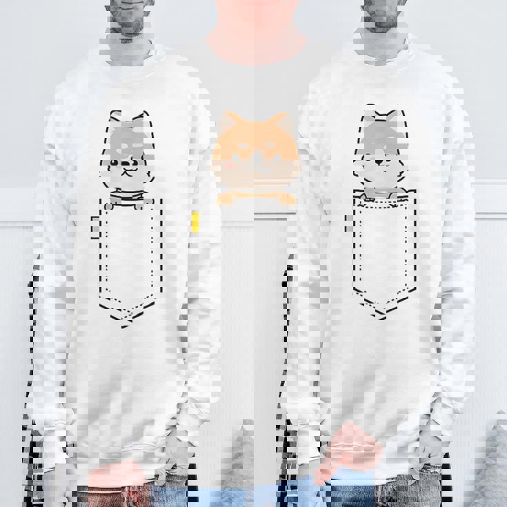 柴犬 しばいぬ 子柴 柴犬子犬 ワンポイント ポケット デザイン かわいい おもしろ 可愛い 犬飼い 犬好き スウェットシャツ 高齢者への贈り物