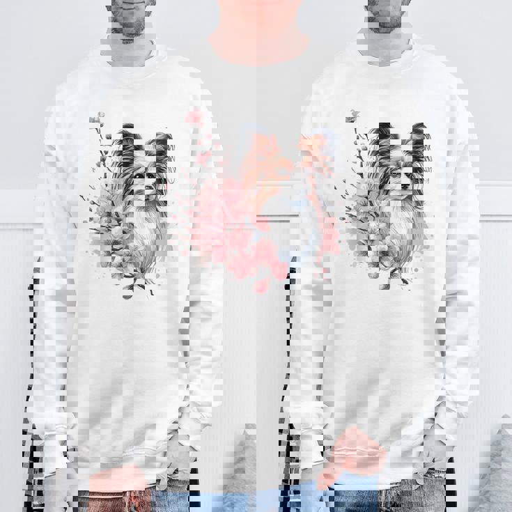 桜 水彩パピヨン スウェットシャツ 高齢者への贈り物