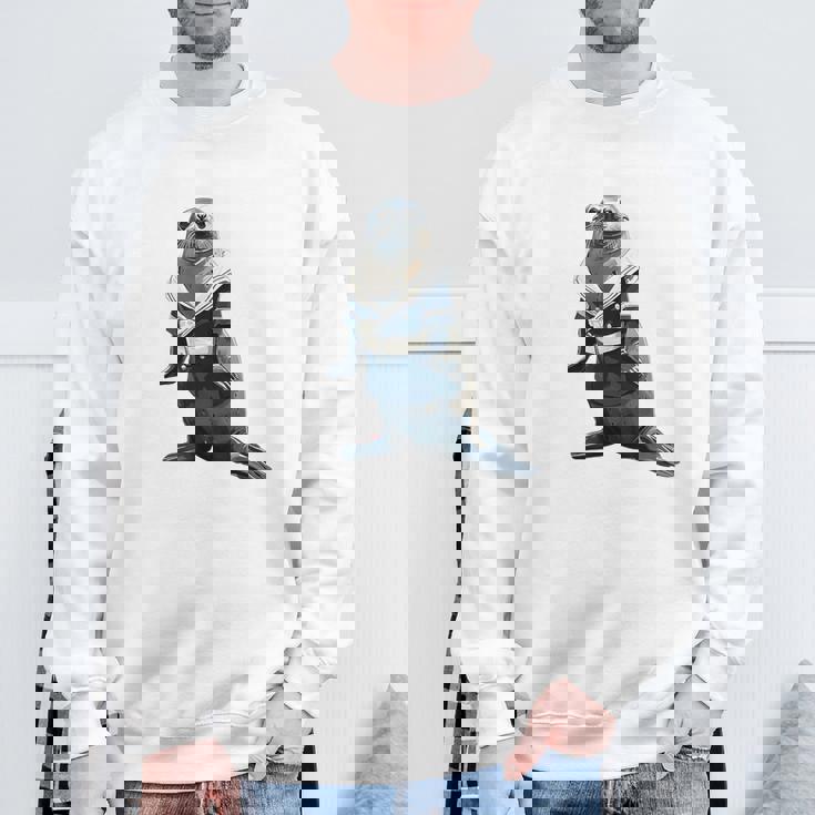 楽しいセーラー服のユーモラスなアザラシ スウェットシャツ 高齢者への贈り物