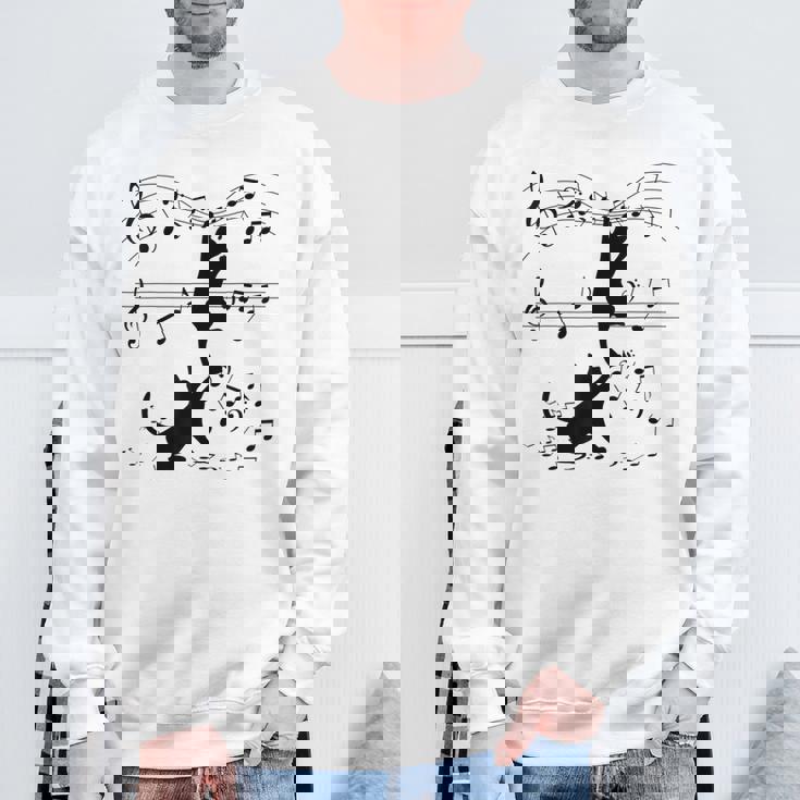 楽譜で遊ぶ面白い猫 スウェットシャツ 高齢者への贈り物