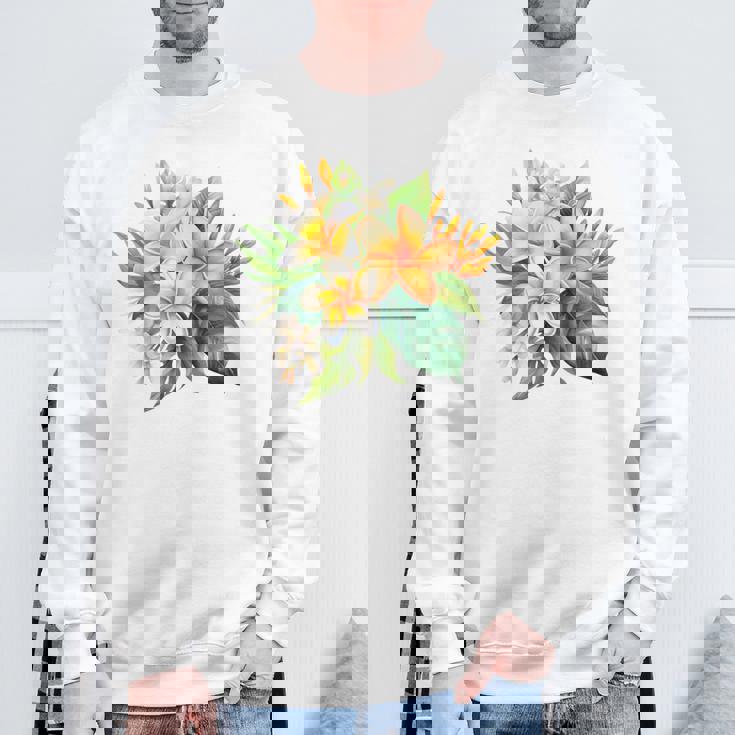 水彩 プルメリア ブーケ シャツ ハワイアン トロピカル フローラル スウェットシャツ 高齢者への贈り物