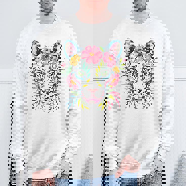 水彩ファンタジー風プーマの花 スウェットシャツ 高齢者への贈り物