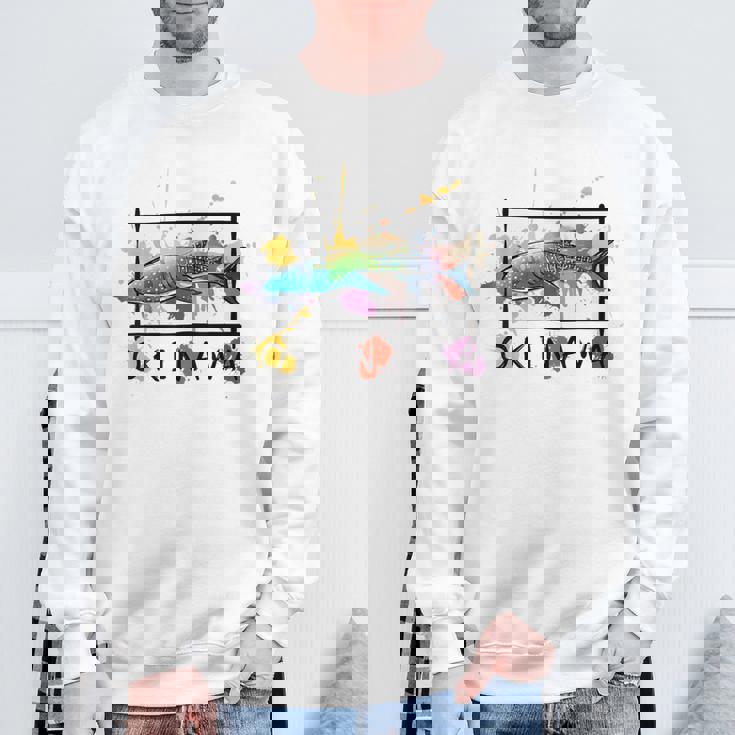 沖縄 ホエールシャークペイント スプラッター かわいい沖縄お土産 スウェットシャツ 高齢者への贈り物