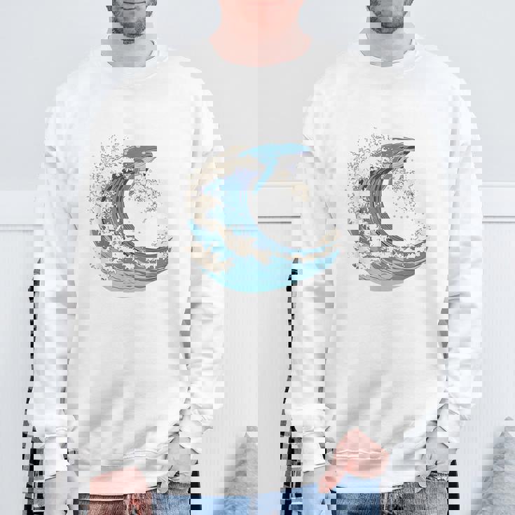 海の波から現れる芸術的なクジラ スウェットシャツ 高齢者への贈り物