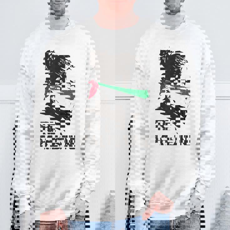 無料パレスチナ国旗 ガザの終わり占領 パレスチナ語 スウェットシャツ 高齢者への贈り物