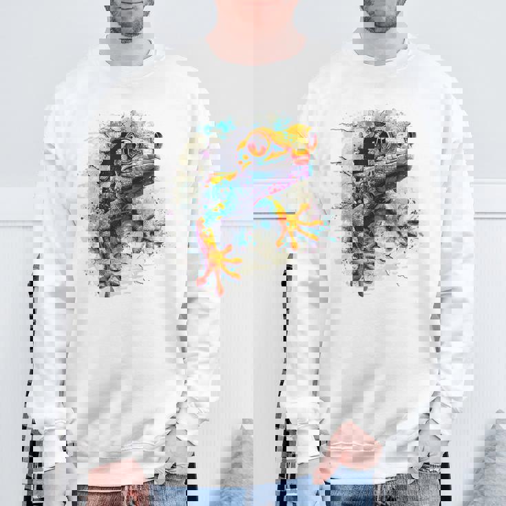 爬虫類とカラフルなヤモリ スウェットシャツ 高齢者への贈り物