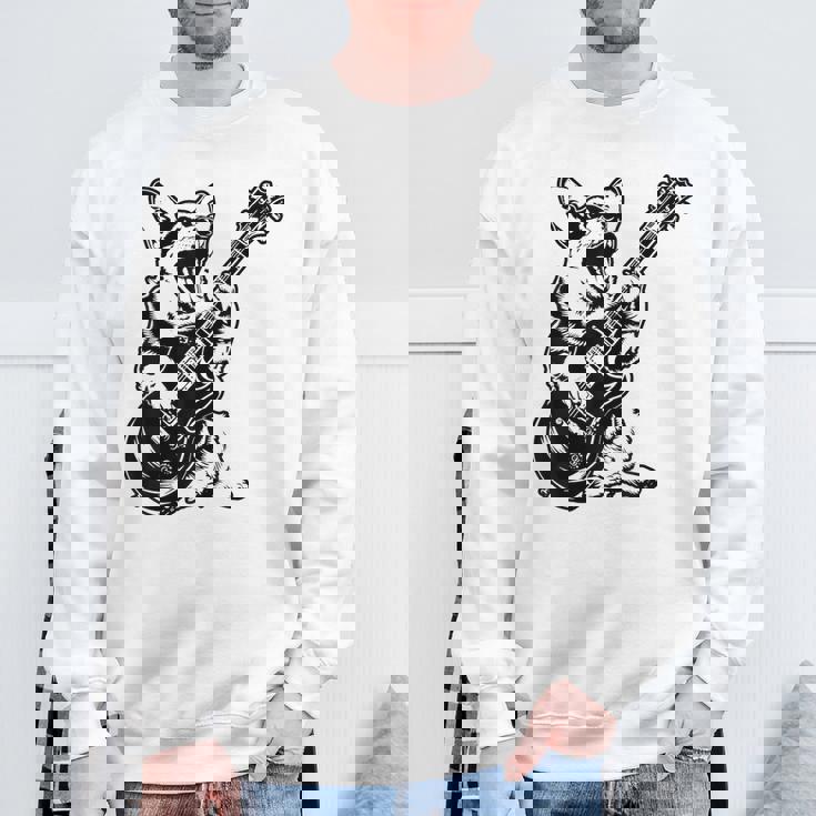 犬 ギタリスト ギター ペンブローク ウェールズ コーギー パパ ママ スウェットシャツ 高齢者への贈り物