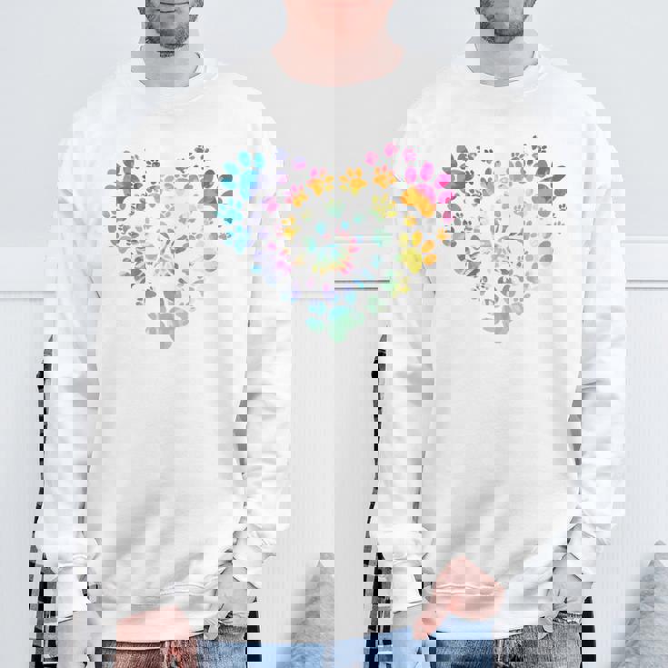 バックプリント 犬の足跡 犬 ペット 足跡 プリント スウェットシャツ 高齢者への贈り物