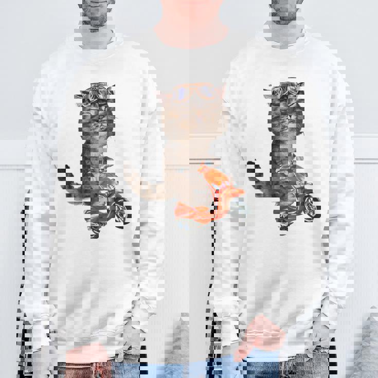 猫 ねこ バイク スウェットシャツ 高齢者への贈り物