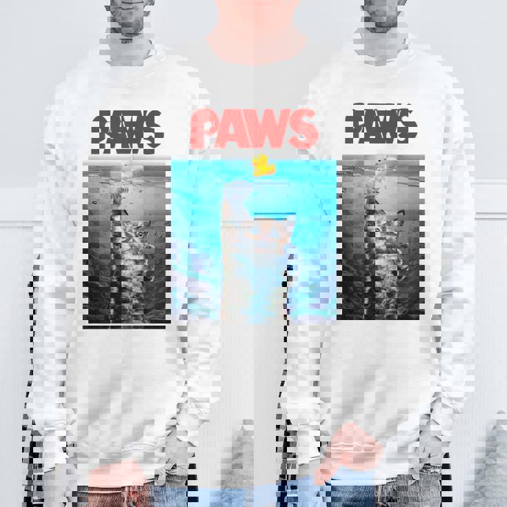 猫 ねこ 海 Paws アヒル スウェットシャツ 高齢者への贈り物