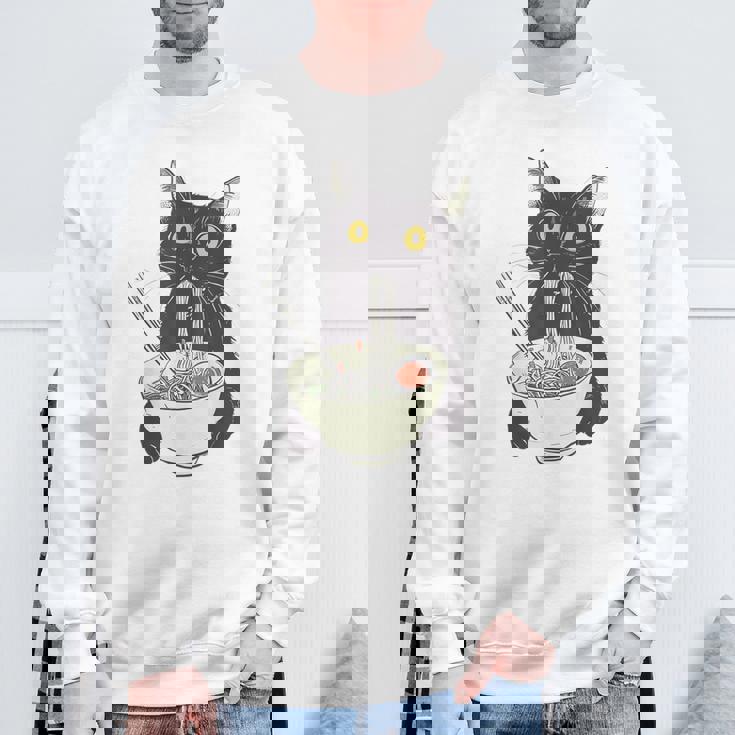 猫 ラーメン 麺 和 ラーメン かわいい 猫 スウェットシャツ 高齢者への贈り物