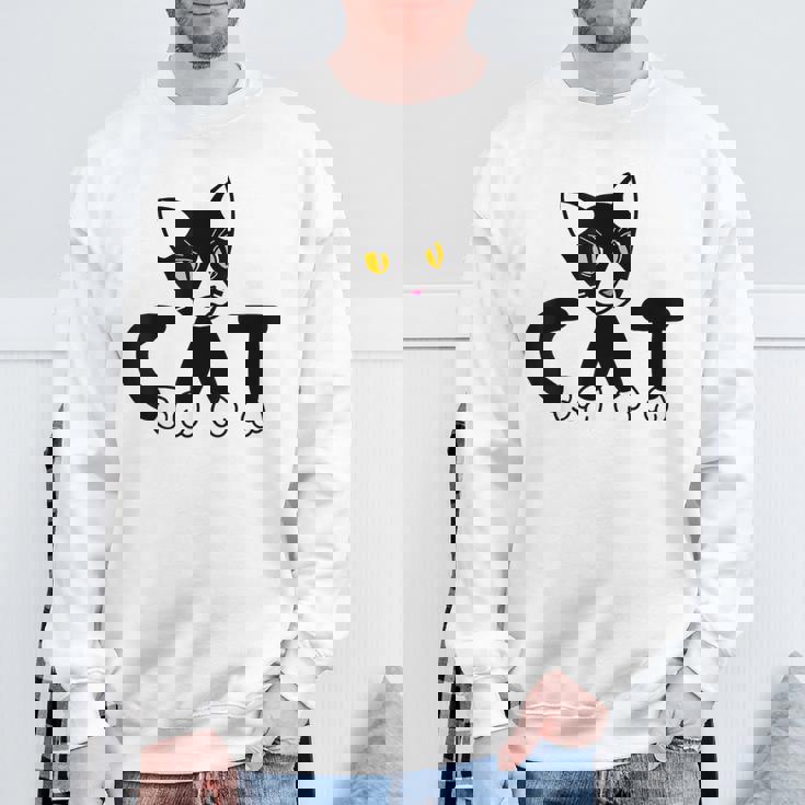 猫 子猫 ハチワレ モノトーン 白 黒 かわいい ユニーク スウェットシャツ 高齢者への贈り物