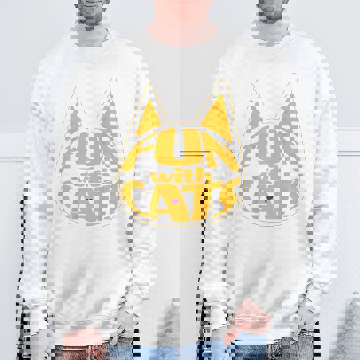 猫と一緒に楽しい！ バックプリント かわいい ねこ好き おもしろ スウェットシャツ 高齢者への贈り物