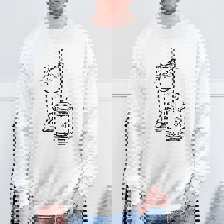 猫ねこネコ和太鼓お祭り スウェットシャツ 高齢者への贈り物