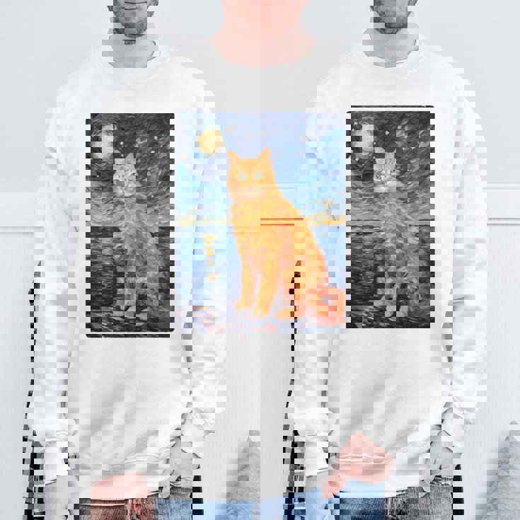 猫のポートレートオイル印刷甘い子猫 長袖tシャツ スウェットシャツ 高齢者への贈り物