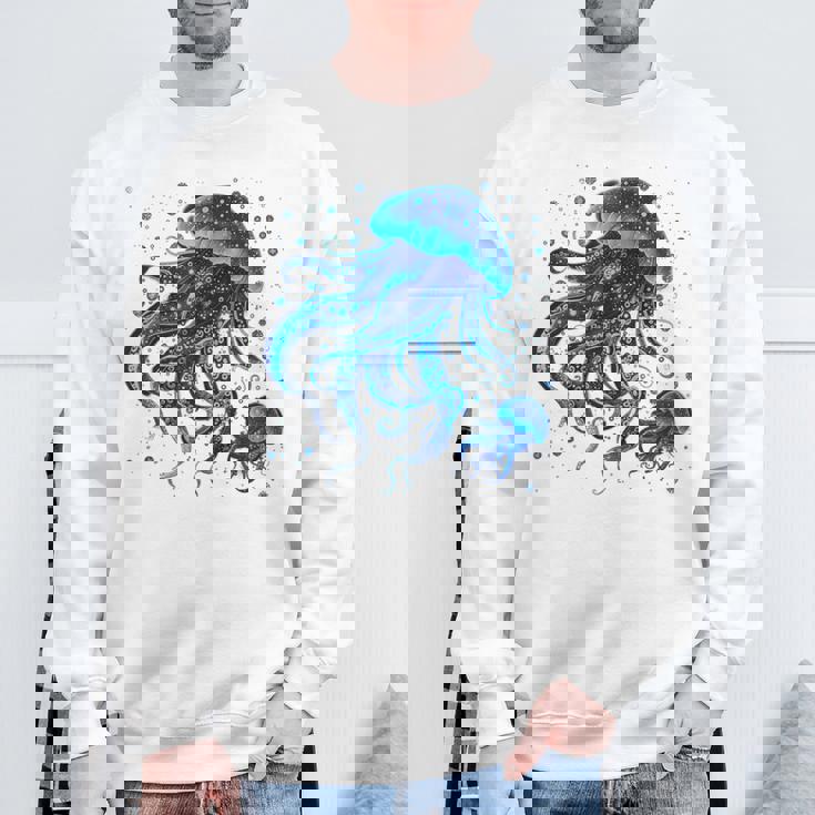 生物発光と水中世界クラゲ スウェットシャツ 高齢者への贈り物