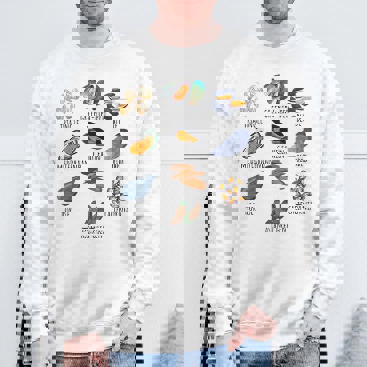 異なる種類のムール貝の品種コレクション、かわいいムール貝が大好き スウェットシャツ 高齢者への贈り物