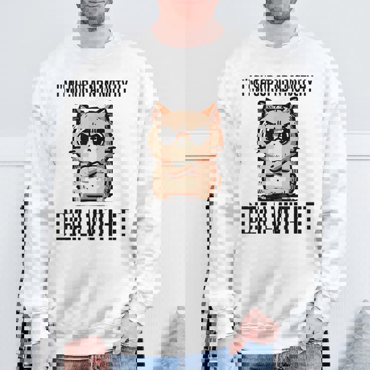 私は短気で口うるさいので、それを扱います。態度猫 スウェットシャツ 高齢者への贈り物