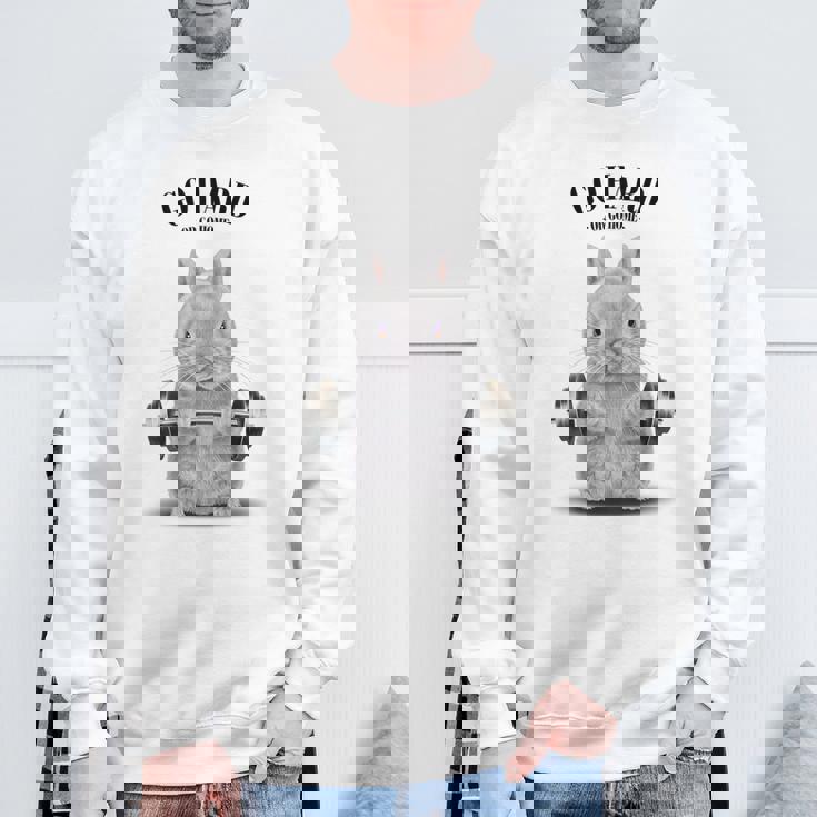 筋トレ ジム やる気がないなら家に帰れ ネザーランドドワーフ ウサギ ホワイト スウェットシャツ 高齢者への贈り物