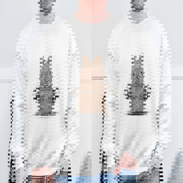 筋トレ ジム やる気がないなら家に帰れ ネザーランドドワーフ ウサギ ベージュ スウェットシャツ 高齢者への贈り物