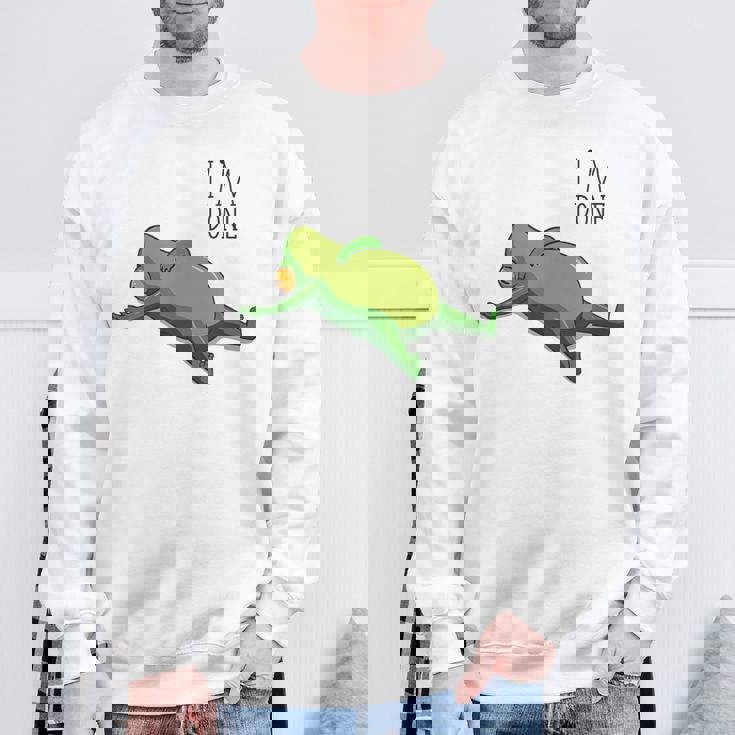 終わった、リラックスしているカエル、カエル好きの面白いカエル、カエル スウェットシャツ 高齢者への贈り物