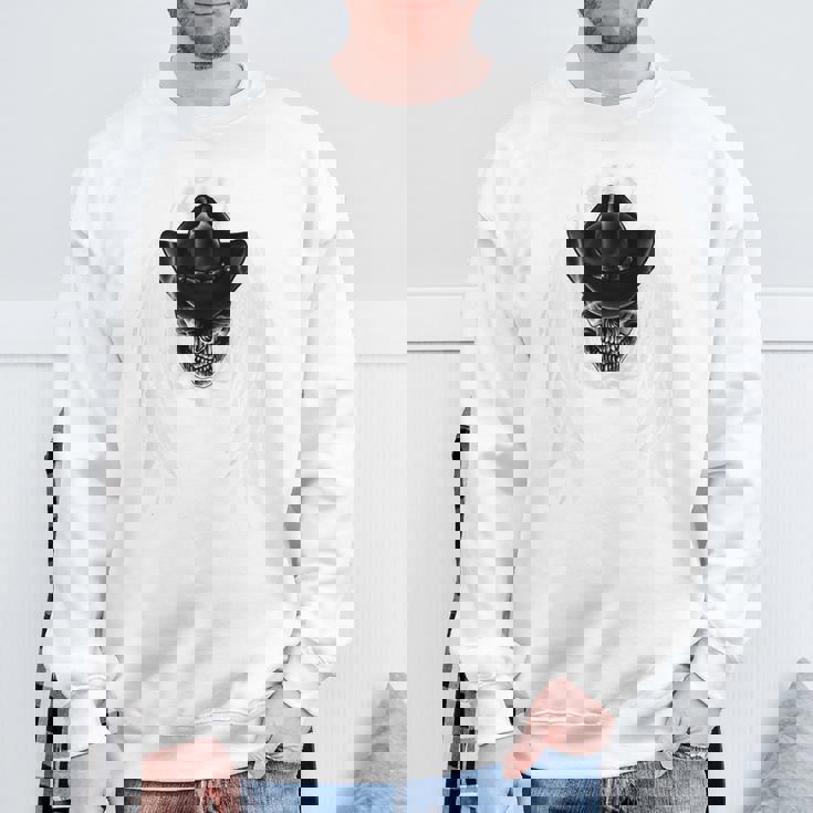 羽の天使の翼 カウボーイスカル 背中 スウェットシャツ 高齢者への贈り物