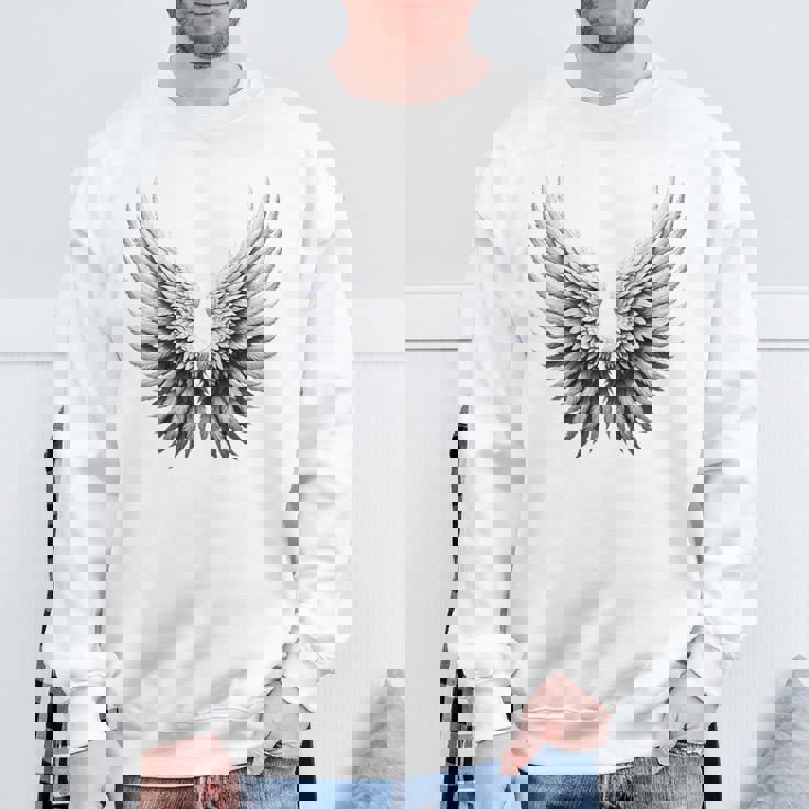 背中には白い天使の羽 スウェットシャツ 高齢者への贈り物