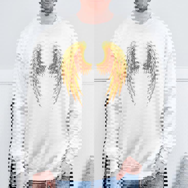 背中には金色の天使の羽 スウェットシャツ 高齢者への贈り物