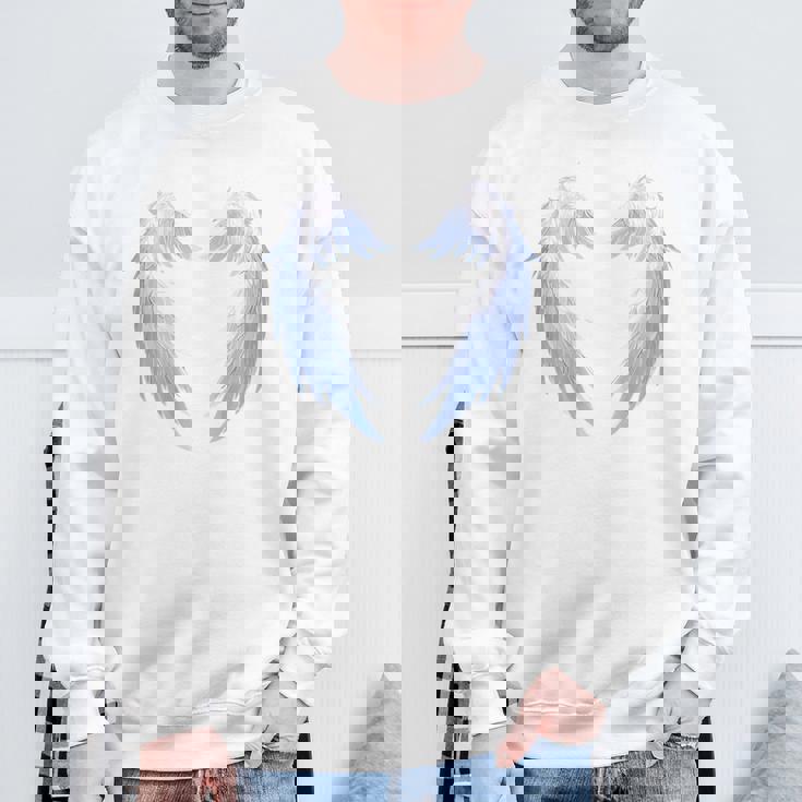 背面に美しい白い天使の羽のデザイン スウェットシャツ 高齢者への贈り物