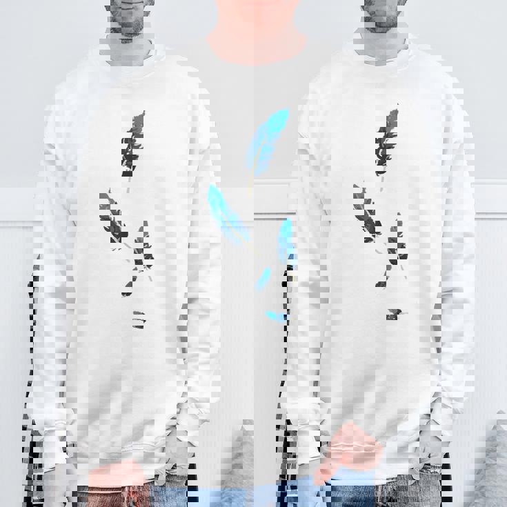 落ちる青い鳥の羽 スウェットシャツ 高齢者への贈り物