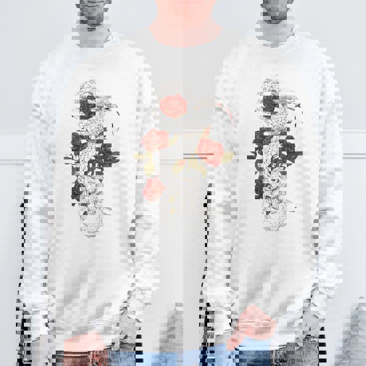 蛇爬虫類 蛇 バラ 花 爬虫類 ギフト スウェットシャツ 高齢者への贈り物