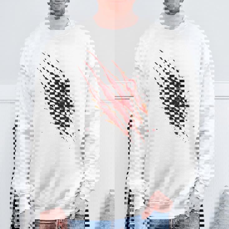 血まみれのシャツ ハロウィン ゾンビ 爪 マーク 血のはね スウェットシャツ 高齢者への贈り物