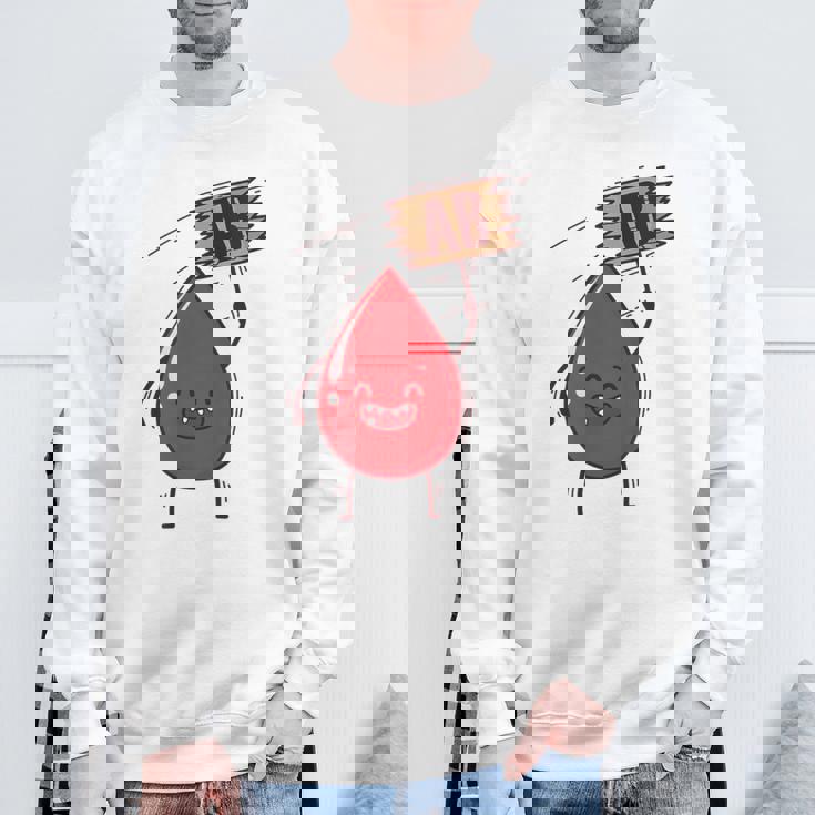 血液型 Ab 血液ドロップ シールドハート付き スウェットシャツ 高齢者への贈り物