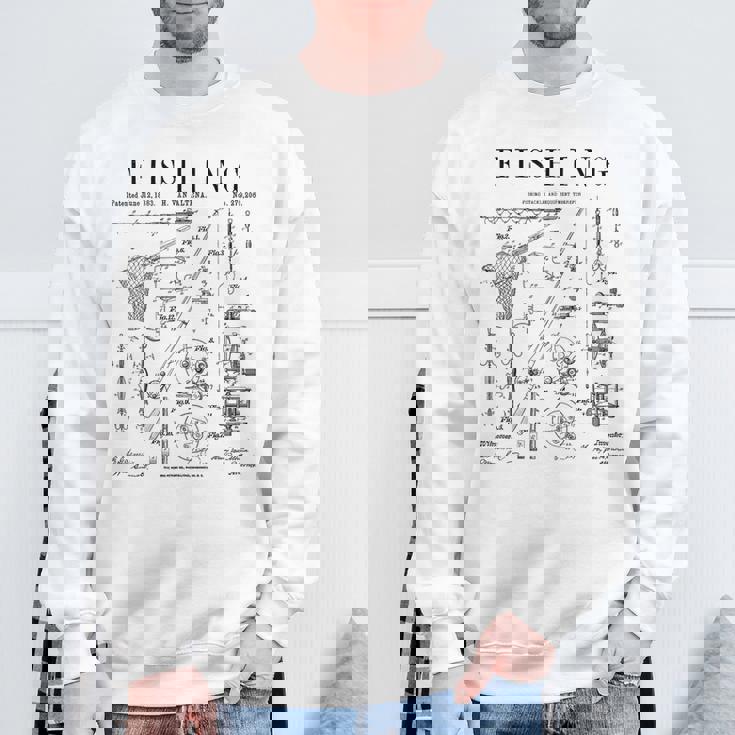 釣り ロッド タックル リール ルアー フィッシャーマン ヴィンテージ 特許 プリント スウェットシャツ 高齢者への贈り物